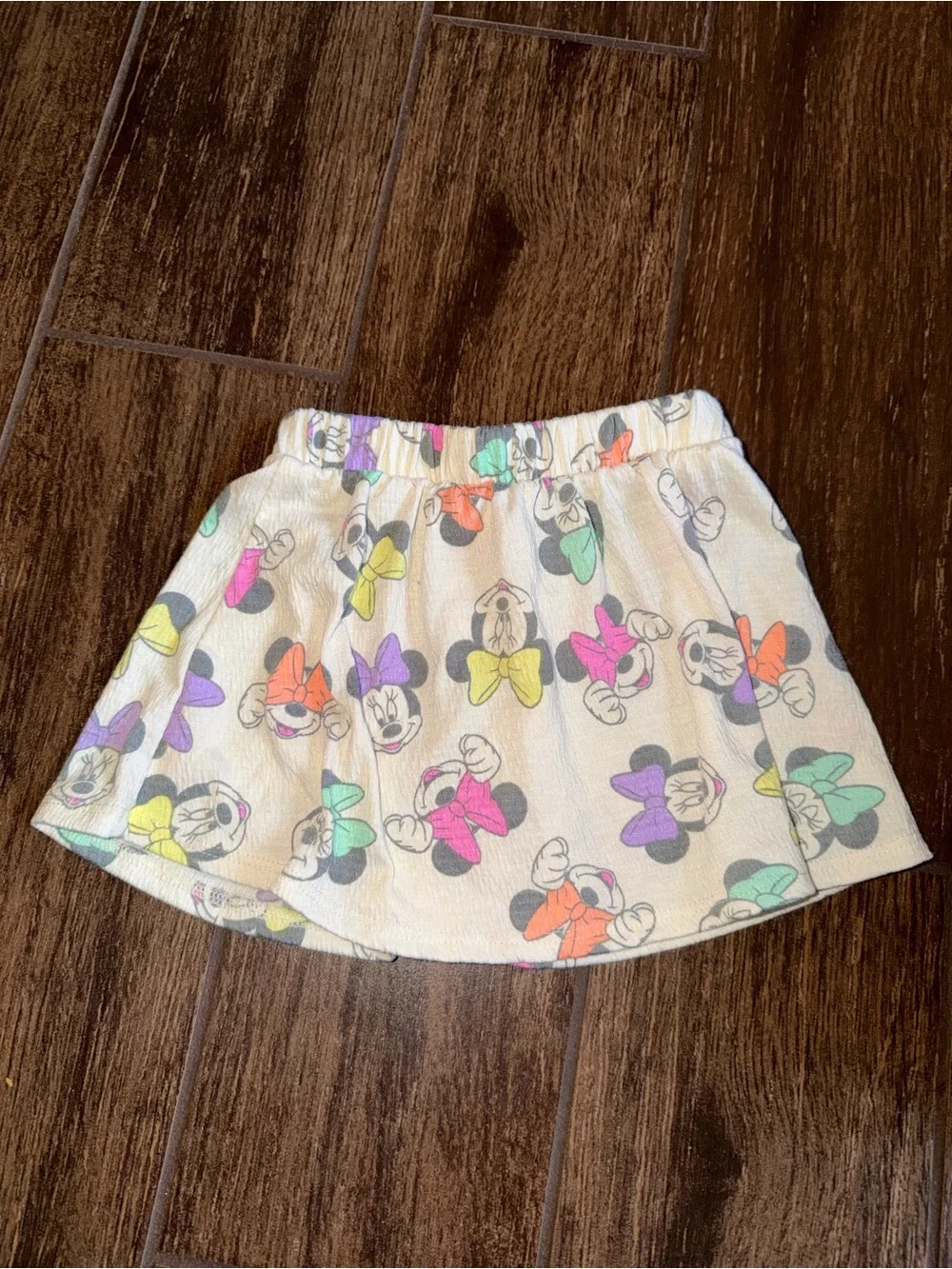 Girls White Skirt with Colorful Minnie Bow Print